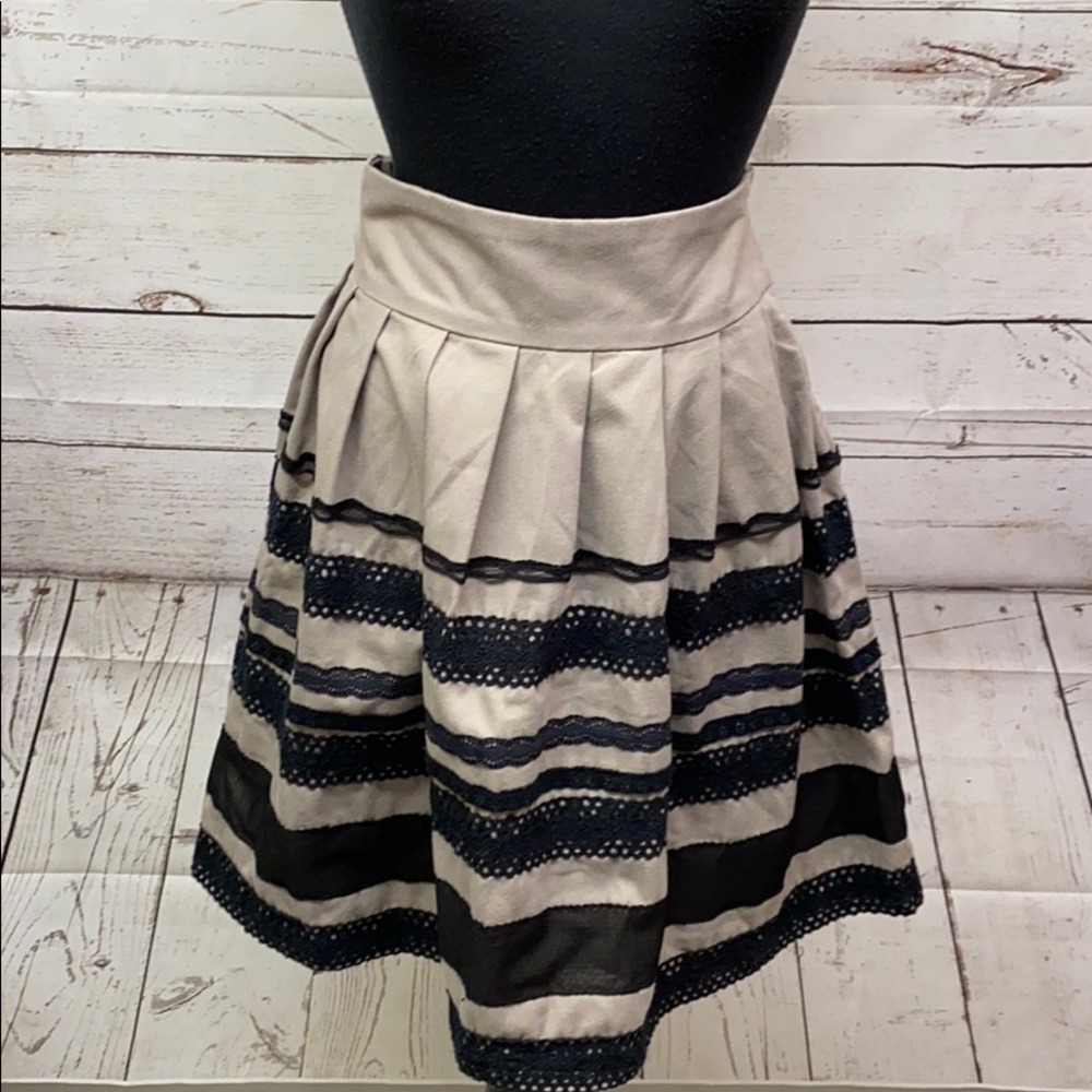 Minx Taupe With Black Lace Accents Skirt